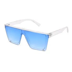 2024 Vintage männliche flachoberte Sonnenbrille Herren Marke schwarz Vierkant-Sonnenbrille UV400 Verlauf-Sonnenbrille für Damen Cool Einteilig Designer