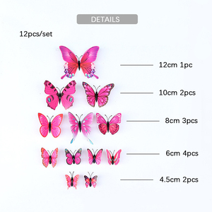Autocollant mural <span class=keywords><strong>en</strong></span> PVC 3D coloré <span class=keywords><strong>en</strong></span> forme de papillon, écologique, imperméable, réutilisable, décoration de fête d'anniversaire, style Art Déco, papillons - Product Image 3