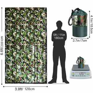 Sac de couchage thermique de survie camouflage en film d'aluminium, kit de premiers secours pour le camping, personnalisable - Product Image 2