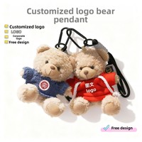 Porte-clés pendentif en peluche ours en peluche, mascotte d'entreprise, jouet cadeau avec logo imprimé, rembourrage en coton PP, unisexe, à partir de 14 ans