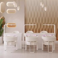Mobilier Moderne pour Salon de Manucure : Ensemble Table et Chaise de Manucure Individuel Luxe, Table à Ongles Blanche avec Aspirateur de Poussière et Lampe UV