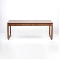 Table basse en bois massif de style moderne, table d'appoint rectangulaire en bois courbé avec finition naturelle pour hall d'hôtel, salon, restaurant