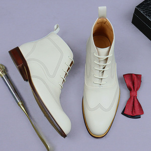 Bottes blanches populaires chaussures en cuir haut de gamme en cuir véritable pour hommes bottes <span class=keywords><strong>chelsea</strong></span> bottes d'affaires pour hommes - Product Image 4