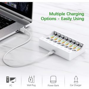 แบตเตอรี่ EBL AAA แบบชาร์จได้ 8 ก้อน ความจุสูง 1100mAh ชนิด NiMH ชาร์จได้ 1200 ครั้ง ชาร์จเต็มไว้ล่วงหน้า 1.2V รุ่น Triple AAA แบบ AA - Product Image 6
