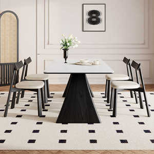 Table à manger rectangulaire moderne en bois massif avec structure en bois courbé, design stable pour salle à manger et usage domestique - Product Image 4