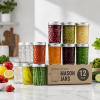Vente en gros de bocaux en verre Mason ronds à large ouverture de 250 ml (8 onces) avec couvercles à clapet hermétiques pour la mise en conserve, le miel et le stockage alimentaire