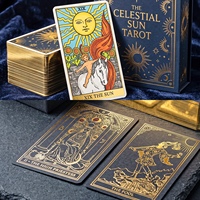 Service d'impression de cartes de tarot personnalisées avec noyau noir 330 g/m², finition haute brillance et bords dorés pour les créateurs de Kickstarter