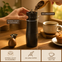 Moulin à café manuel portable à réglage externe, avec trémie de 25g et bac de 35g, pour usage quotidien, expresso et pour le café filtre, direct usine, fournisseur