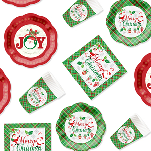 อุปกรณ์จัดงานปาร์ตี้คริสต์มาส DAMAI ชุดตกแต่งซานตาคลอสสร้างความสนุกสนานในวันคริสต์มาส ประกอบด้วยจานกระดาษ แก้วน้ำ และกระดาษเช็ดปากสำหรับงานปาร์ตี้คริสต์มาส - Product Image 3