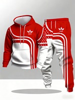 Ensemble deux pièces pour homme, sweat-shirt à capuche et pantalon imprimés en 3D, style européen et américain, sportif, avec des étoiles et des blocs de couleur