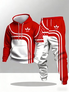 Set Sportivo da <span class=keywords><strong>Uomo</strong></span> in Stile Europeo e Americano con Stampa 3D, <span class=keywords><strong>Felpa</strong></span> con Cappuccio e Pantaloni Bicolore Decorati con Stelle - Product Image 6