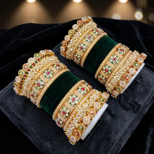 PADMAWATI BANGLES PRIVATE LIMITED Luxury Tungsten <b>Gold</b> Plated Multi Color Women's Indian Bridal Engagement Wedding Gift Party - Product Image 2