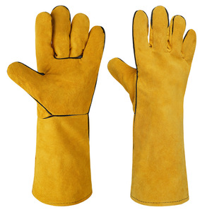Guantes de soldadura eléctrica de piel de vaca de 40 cm, resistentes a altas temperaturas, antiescaldaduras, de doble capa, resistentes al desgaste y engrosados para trabajo. - Product Image 5