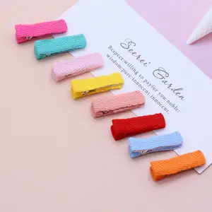 Korean full wrapped knitted fabric hair clip Small duckbill hairpins Colorful children cloth hair clips accessories for kids