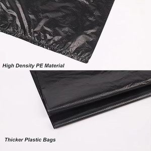 ถุงพลาสติกสีดำ Huamaohengchun แบบเสื้อยืด 100 ใบ ขนาด 12.6 นิ้ว x 6.5 นิ้ว x 21 นิ้ว สำหรับใส่ของชำ ซื้อของ ใช้ในบ้าน ซูเปอร์มาร์เก็ต ร้านอาหาร - Product Image 3