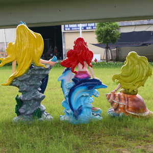 Sculpture en fibre de verre de banc en forme de coquillage de dauphin de dessin animé, thème sous-marin, méduse, crabe, statue de paysage extérieur pour parc d'attractions - Product Image 6