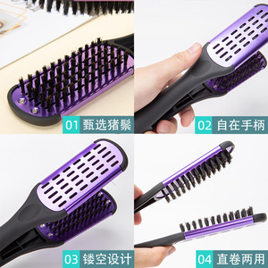 Peigne lissant électroplaqué Guangzhou Nunu, poils en acier inoxydable, usage professionnel en salon, outil de coiffage en forme de V - Product Image 2
