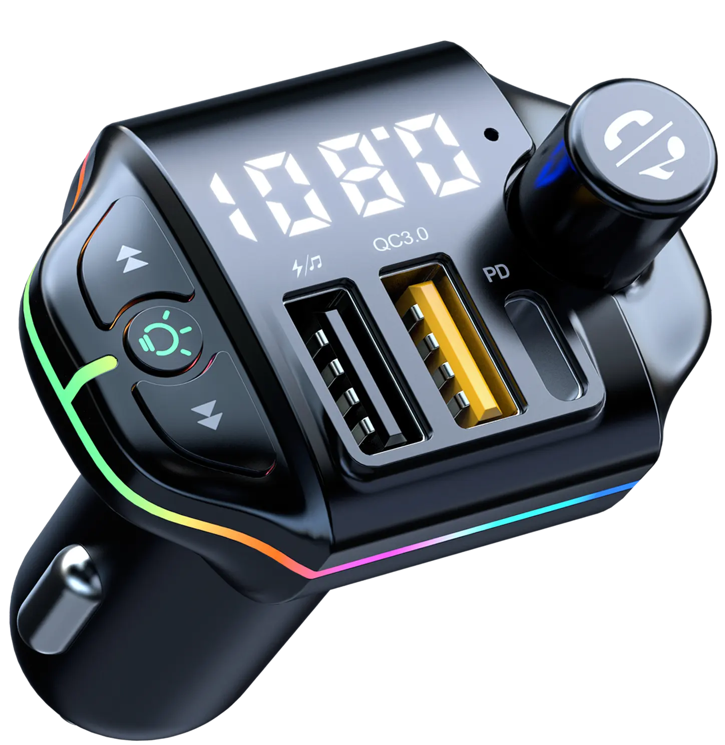 รถแฮนด์ฟรี 5.0 เครื่องส่งสัญญาณ FM ชุด MP3 Modulator ผู้เล่น USB Fast Charger สเตอริโอเครื่องรับสัญญาณเสียงใช้งานร่วมกับ BT ชาร์จเร็ว