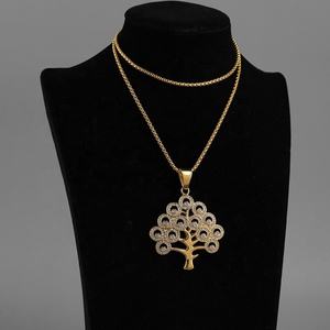 Collar con Colgante de Árbol de la Vida en Acero Inoxidable, con Cristales Incrustados, Estilo Hip Hop, Joyería Personalizada para Hombre - Product Image 4