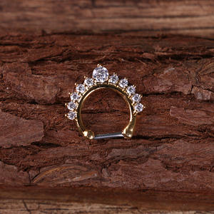 Sahte burun yüzükler kadınlar için paslanmaz çelik <span class=keywords><strong>Opal</strong></span> sahte <span class=keywords><strong>Septum</strong></span> yüzük seti CZ sahte burun halkaları Hoop damızlık klip burun manşetleri olmayan Piercin - Product Image 5