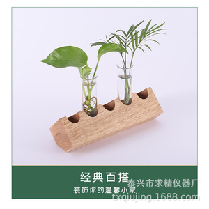 Seeking Excellence Glass Hydroponic Test Tube Vase Wooden Rack For Pothos Plant Desktop Ornament - Product Image 2
