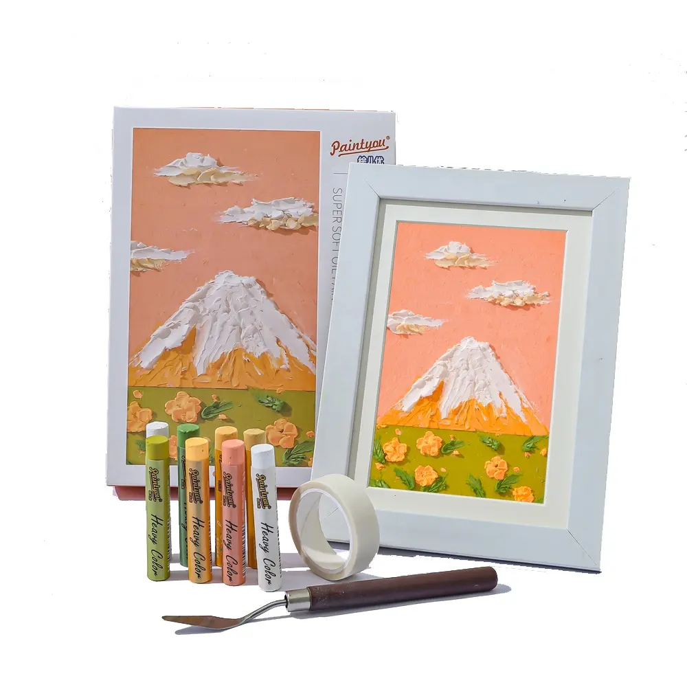 Paintyou New Product Idea 2022 Kids DIY Drawing Set By Oil Pastels Crayons Manufacturer Landscape Painting By Yourself