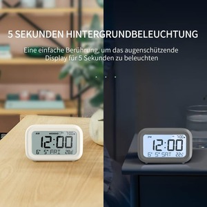 Reloj despertador electrónico, lámpara de noche, alimentado por batería <span class=keywords><strong>Lcd</strong></span>, volumen ajustable, pantalla de temperatura de fin de semana, reloj despertador Digital - Product Image 6