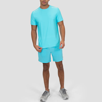 Ensemble Twinset Homme Personnalisé OEM Grande Taille Été Écologique Léger Respirant Coupe Slim Col Rond Uni T-shirts et Shorts