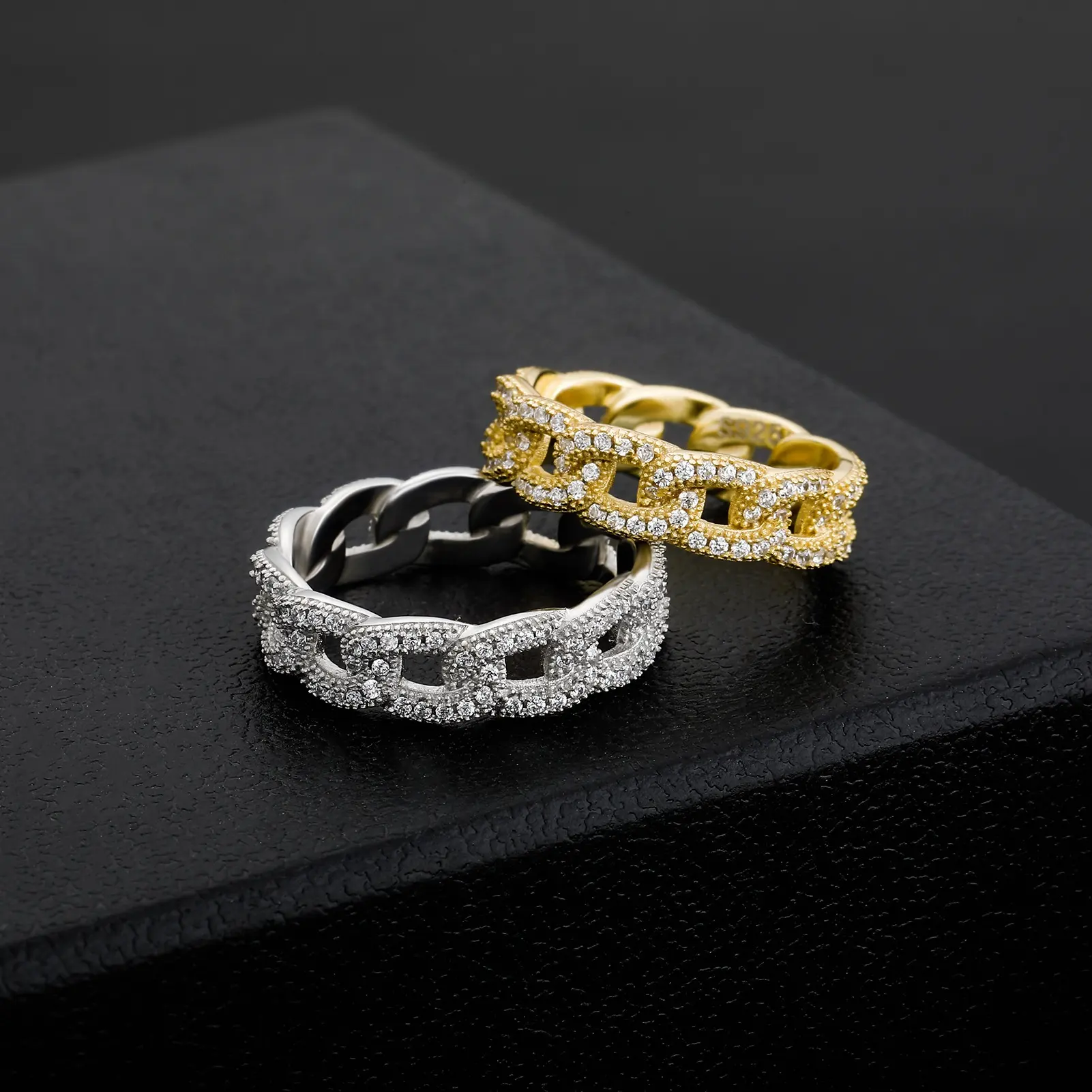 2021 nuovo di alta qualità 925 Sterling Silver cubano anello pieno ghiacciato Cubic Zirconia anelli di fidanzamento uomini donne regali anelli di nozze