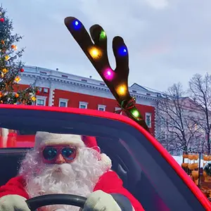 Auto Weihnachts dekorationen Nasen schwanz Weihnachten Rentier Kit Dekorationen LED Lichter Glocken Weihnachten Autozubehör für Mädchen