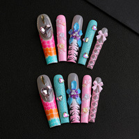 Nouveaux ongles press-on 3D faits à la main en opale avec diamants, style Y2K, ongles artificiels de haute qualité en acrylique, extra longs.