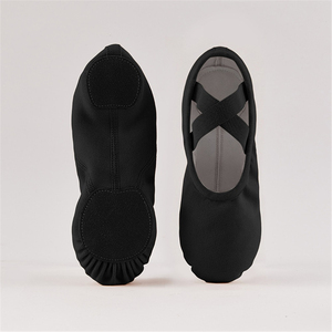 Chaussons <span class=keywords><strong>de</strong></span> ballet souples pour filles, dessus en tissu élastique, semelle extérieure en cuir véritable pour la danse, le yoga et l'entraînement - Product Image 4