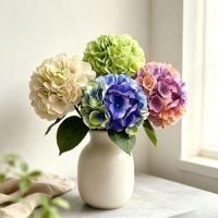 Grande Hortensia Artificielle à Tige Unique avec Feuilles, Fleur d'Hortensia Artificielle pour Centres de Table de Mariage et Décoration de Table à Domicile