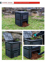 L1 Poubelle à compost en plastique pliable pour l'extérieur Poubelle à compost pour engrais de jardin pratique