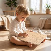 Jouets en bois Montessori, aides pédagogiques pour l'éducation précoce, alphabet et chiffres pour enfants, stylo de calligraphie à double face avec rainures pour le contrôle de la écriture