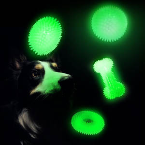 La migliore vendita di fabbrica illumina il giocattolo da masticare per cani stridulo bagliore scuro che rimbalza l'agilità giocattolo da masticare per cani da notte all'aperto - Product Image 1