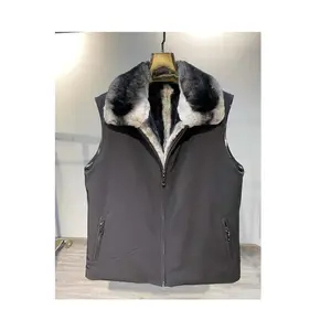 High Quality Outwear Short Style Sleeveless Men Real Rabbit Fur Vest Coat for Winter