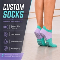 Chaussettes de yoga mi-mollet personnalisées pour femmes avec semelle en silicone, séchage rapide, respirantes, antidérapantes, avec revers, idéales pour le Pilates à domicile