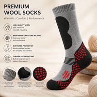 Chaussettes OEM personnalisées en laine mérinos de haute qualité pour femmes et hommes, jetables, rembourrées, super chaudes, pour la randonnée et le sport, avec logo sous le pied