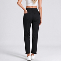 Jean slim taille haute poli pour femme, longueur longue, en denim, à enfiler, idéal pour les journées de bureau calmes en automne