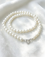 Collier en or 18 carats Lerca avec fermoir en forme de cœur et perle pour femme, bijoux de mariage