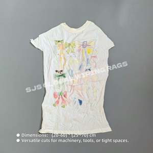 Chiffons de nettoyage industriels en coton blanc 100% recyclé, sacs de 10 kg de chiffons de t-shirts en coton - Product Image 3