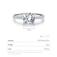 Bague de mariage tendance pour femme en argent sterling 925 avec zircon cubique taille coussin exquise, idéale pour les fiançailles et les anniversaires