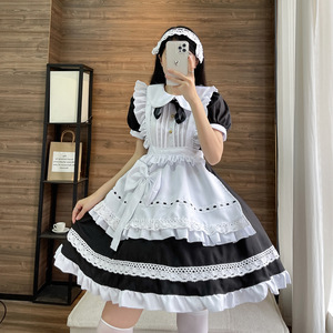Maid Dress Short Sleeve Black Polyester Anime Cosplay Costume Role Play Outfit Spring 2022 - Product Image 1
