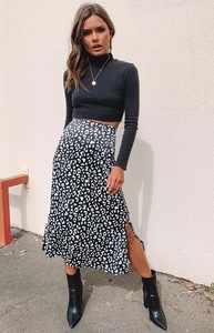 Coldker New Sexy Leopard Print Chiffon <strong>Split</strong> <strong>Skirt</strong> Casual Fashion Long <strong>Skirts</strong> for Women Spring Summer Zip Elegant Female <strong>Skirt</strong> - Product Image 2