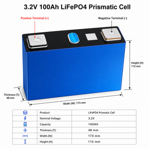 แบตเตอรี่ลิเธียมไอรอนฟอสเฟต US Stock <span class=keywords><strong>3</strong></span>.2V 100Ah ให้พลังงานที่เสถียรสำหรับ UPS และระบบสำรองไฟ - Product Image 3