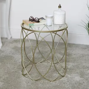 Modern metal framed round side coffee glass table home hotel living room furniture living room