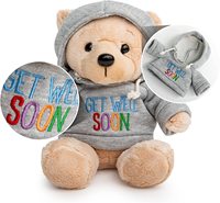 Ours en peluche obtenez Well avec sweat à capuche gris, 9 animaux en peluche, confortable et amour