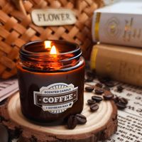 Vela Aromática de Café, Vela de Cera de Soja en Frasco de Vidrio Ámbar con Diseño de Granos de Café, Fragancia para el Hogar, Regalo para Decoración del Hogar, Venta al por Mayor