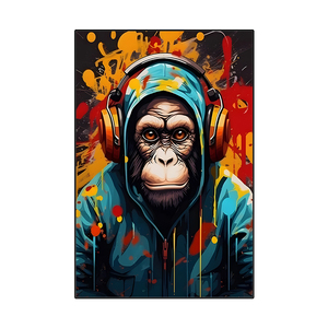 <span class=keywords><strong>Pop</strong></span> <span class=keywords><strong>Art</strong></span> <span class=keywords><strong>singe</strong></span> avec casque Graffiti toile imprimé <span class=keywords><strong>affiche</strong></span> <span class=keywords><strong>Pop</strong></span> Animal mur artiste maison décorative murale - Product Image 6